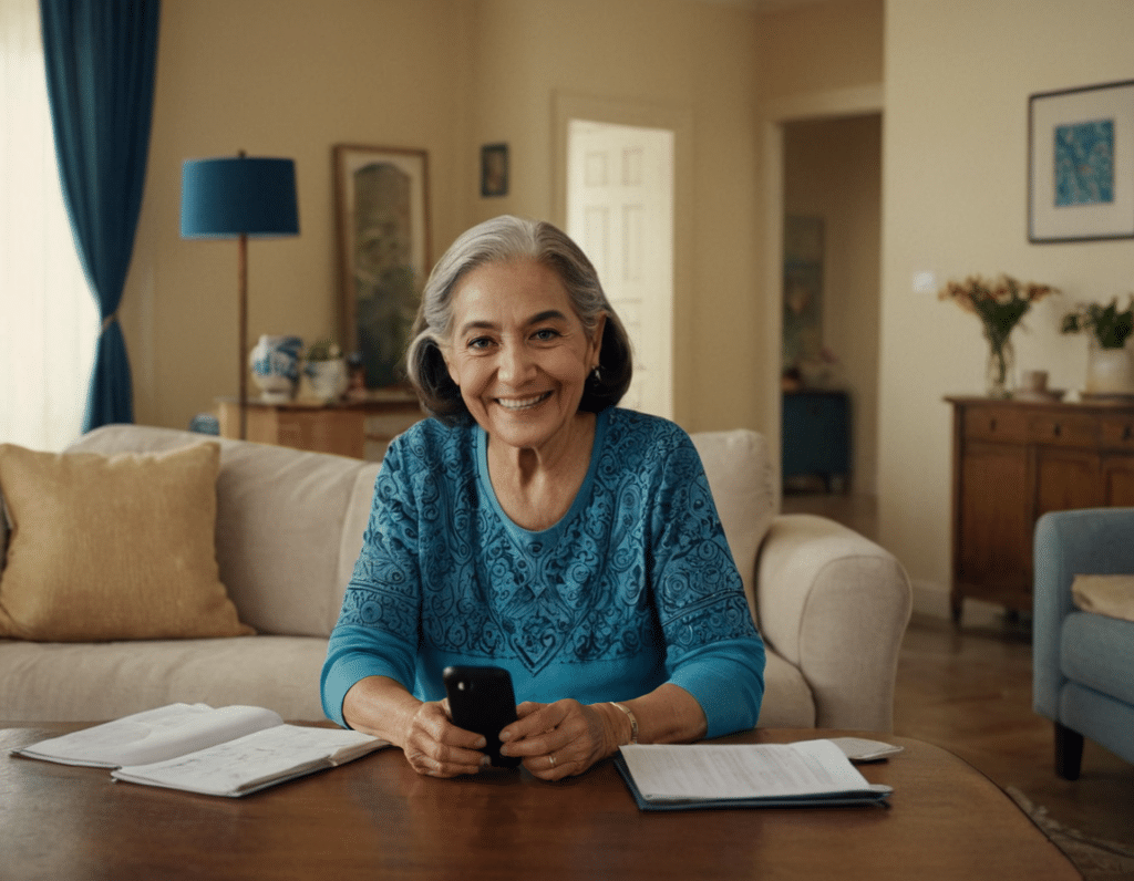 SafetyNet Customer Holding Her Free Smartphone